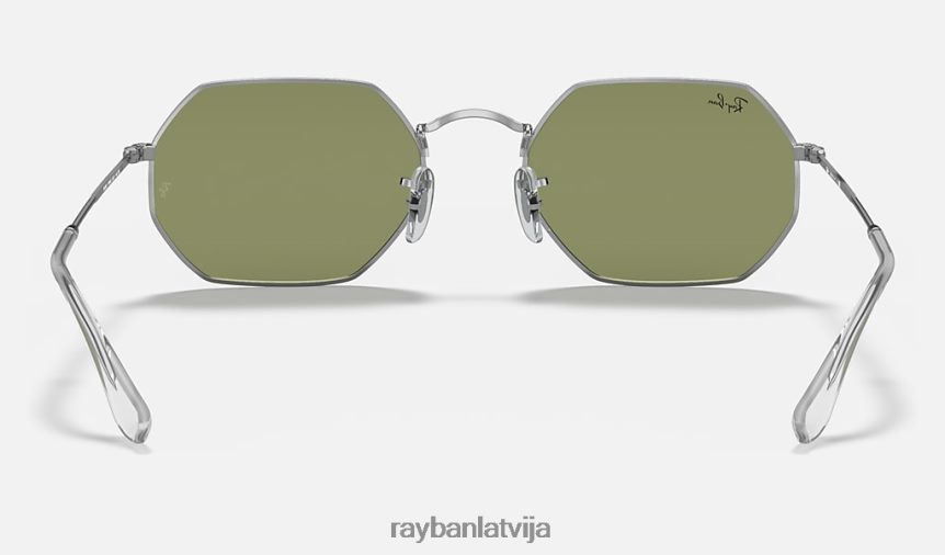 astoņstūrains pulēta sudraba/gaiši zaļa F0L86X1179 vīriešiem Ray-Ban saulesbrilles