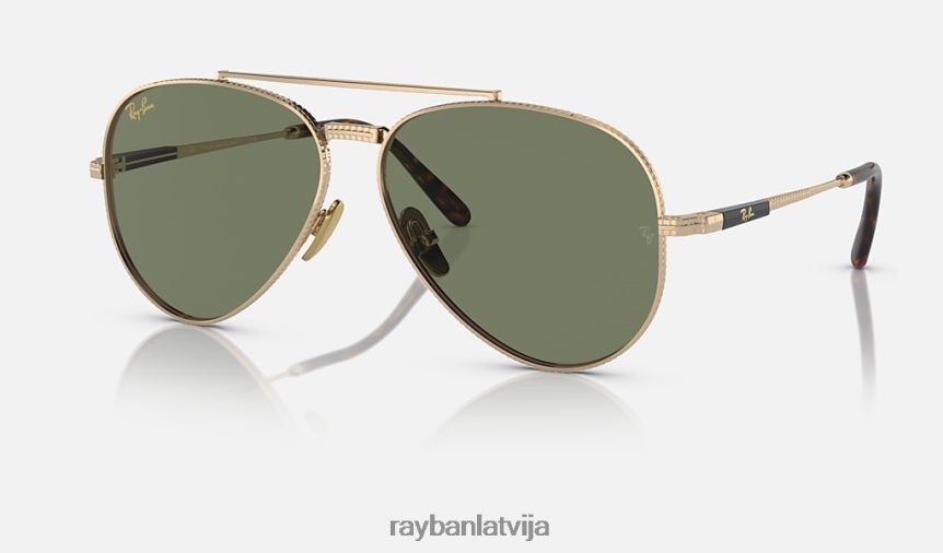aviator ii titāns pulēts zelts/zaļš F0L86X1468 vīriešiem Ray-Ban saulesbrilles