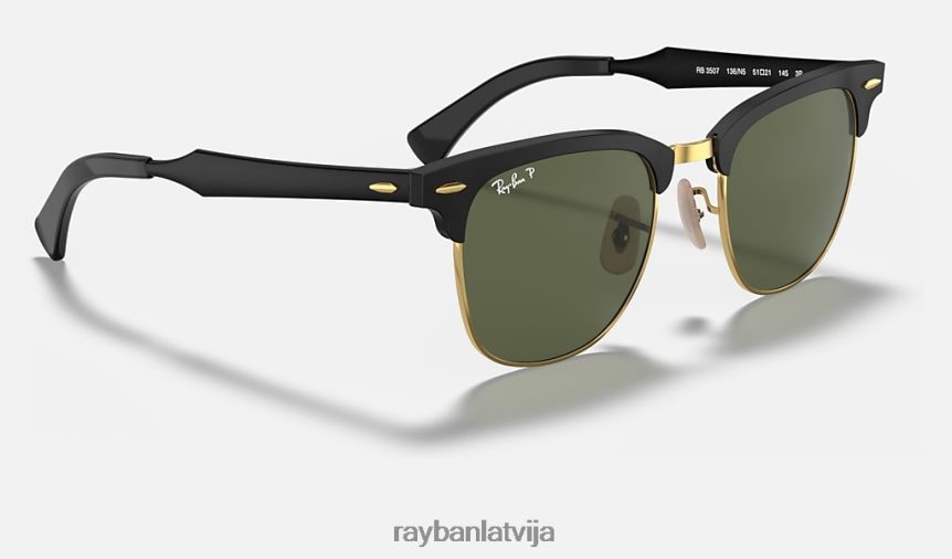 clubmaster alumīnijs pulēta melna uz zelta/zaļa F0L86X829 vīriešiem Ray-Ban saulesbrilles