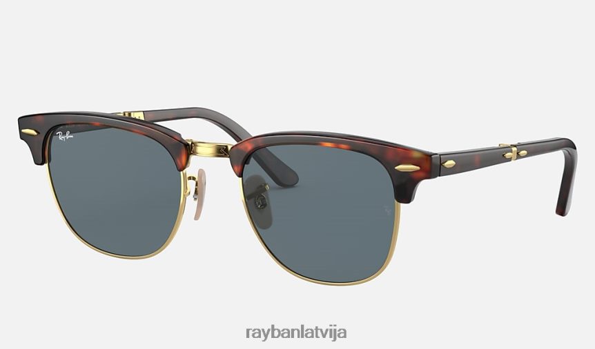 clubmaster locīšana pārlādēta pulēta sarkana havana/zila F0L86X1530 vīriešiem Ray-Ban saulesbrilles