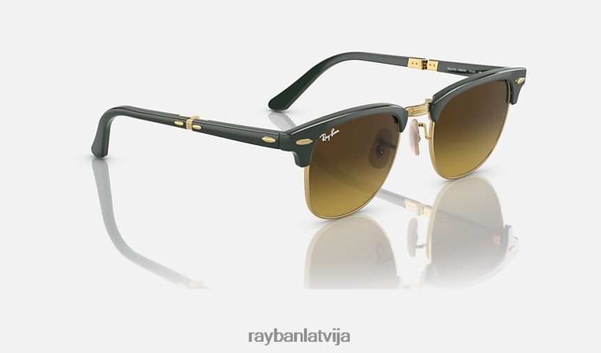 clubmaster locīšana pulēta zaļa uz zelta/brūna F0L86X996 vīriešiem Ray-Ban saulesbrilles