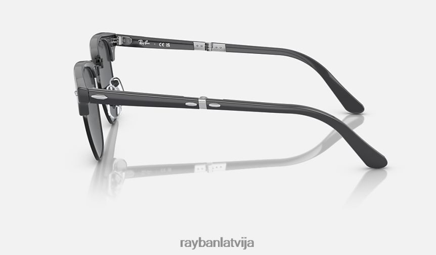 clubmaster locīšana pulēts pelēks uz melna/tumši pelēka F0L86X997 vīriešiem Ray-Ban saulesbrilles