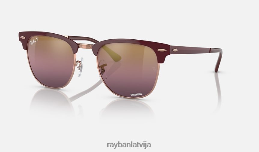 clubmaster metāla krāsa pulēta bordo uz rozā zelta/zelta/sarkana F0L86X584 vīriešiem Ray-Ban saulesbrilles