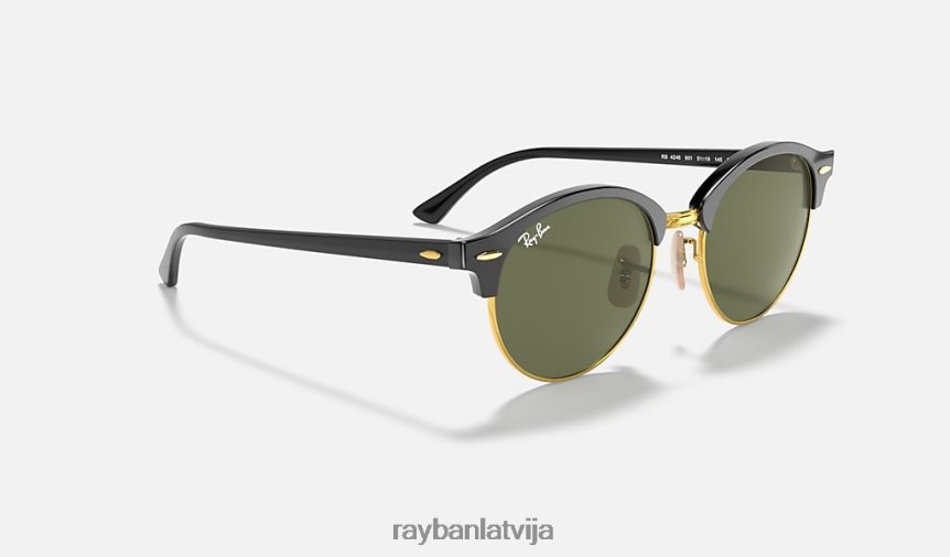 clubround klasika pulēta melna/zaļa F0L86X838 vīriešiem Ray-Ban saulesbrilles