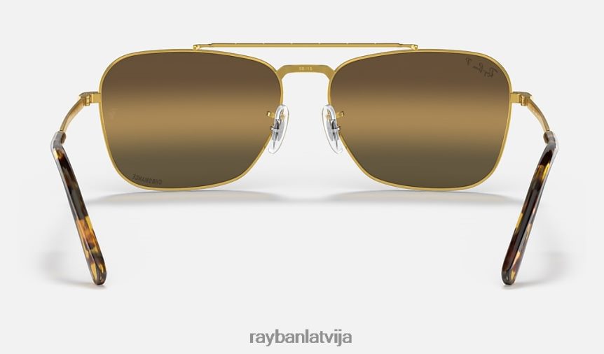 jauna karavāna pulēts zelts/sudrabs/brūns F0L86X142 vīriešiem Ray-Ban saulesbrilles