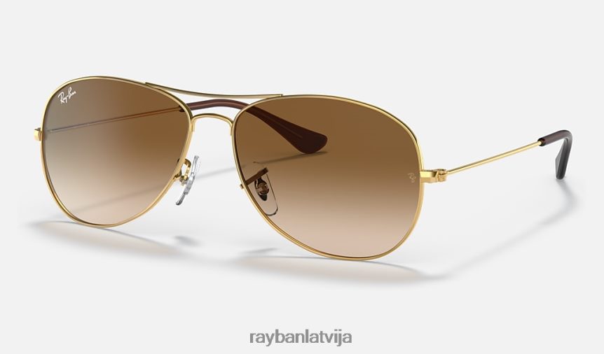 kabīne pulēts zelts/gaiši brūns F0L86X628 vīriešiem Ray-Ban saulesbrilles
