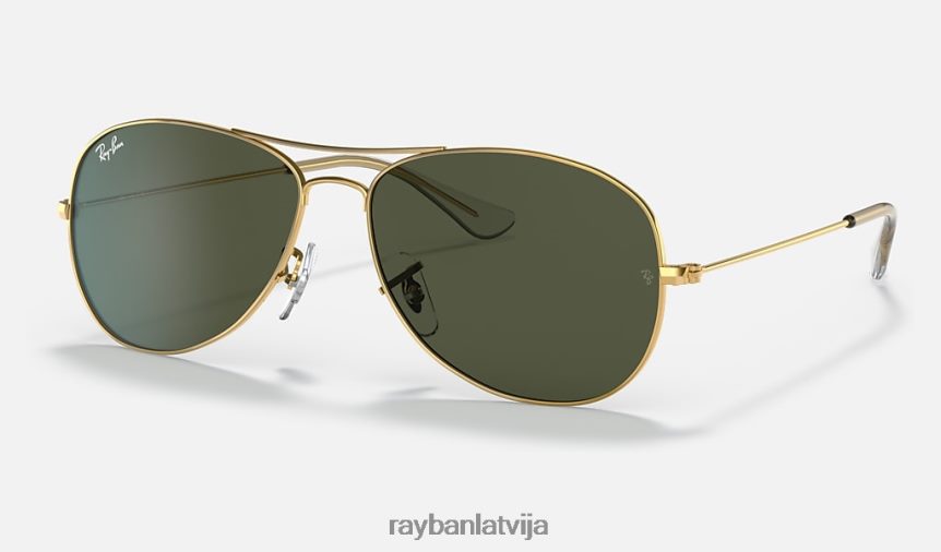 kabīne pulēts zelts/zaļš F0L86X629 vīriešiem Ray-Ban saulesbrilles