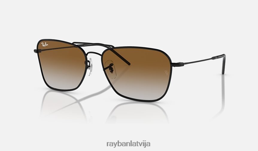karavāna reverss pulēta melna/brūna F0L86X114 vīriešiem Ray-Ban saulesbrilles