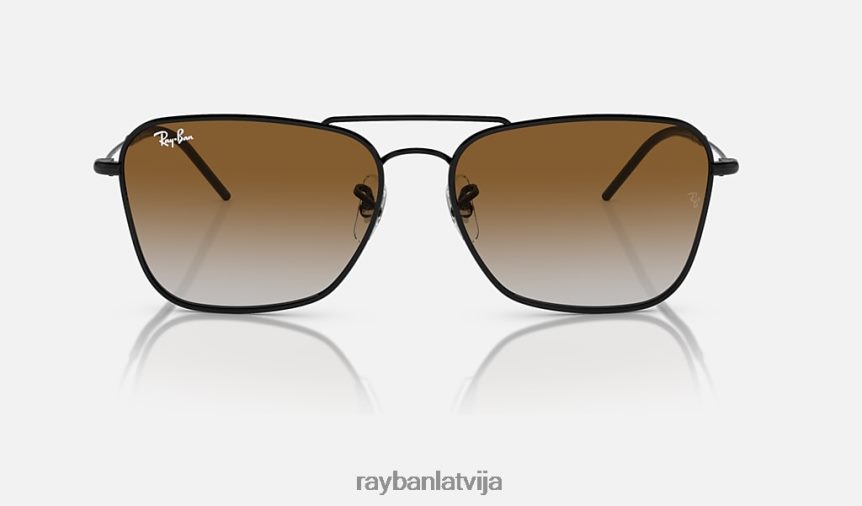 karavāna reverss pulēta melna/brūna F0L86X114 vīriešiem Ray-Ban saulesbrilles