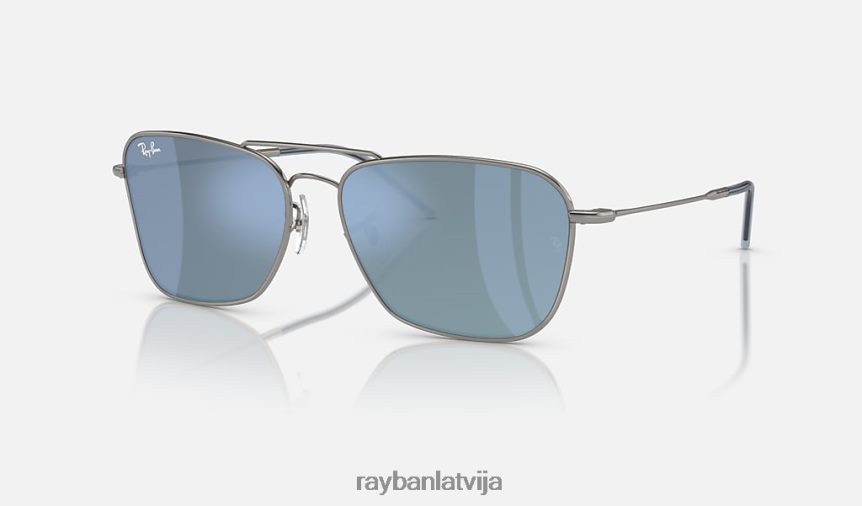 karavāna reverss pulēts gunmetāls/gaiši zils F0L86X112 vīriešiem Ray-Ban saulesbrilles