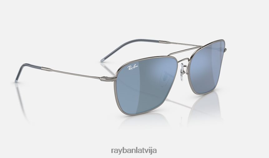 karavāna reverss pulēts gunmetāls/gaiši zils F0L86X112 vīriešiem Ray-Ban saulesbrilles