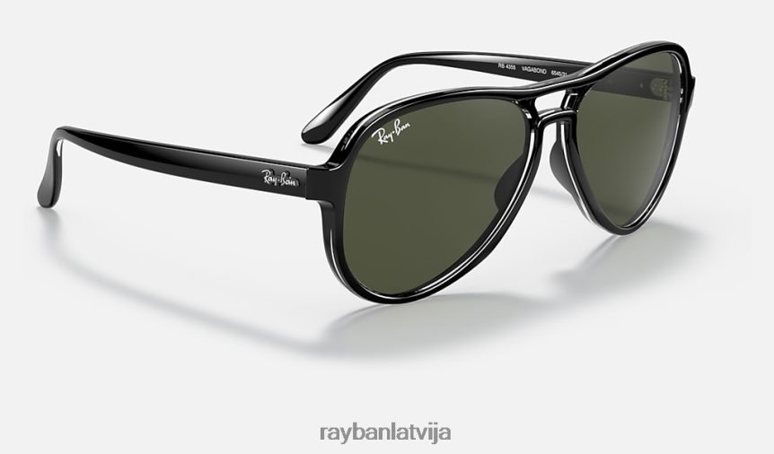 klaidonis pulēta melna/zaļa F0L86X1256 vīriešiem Ray-Ban saulesbrilles