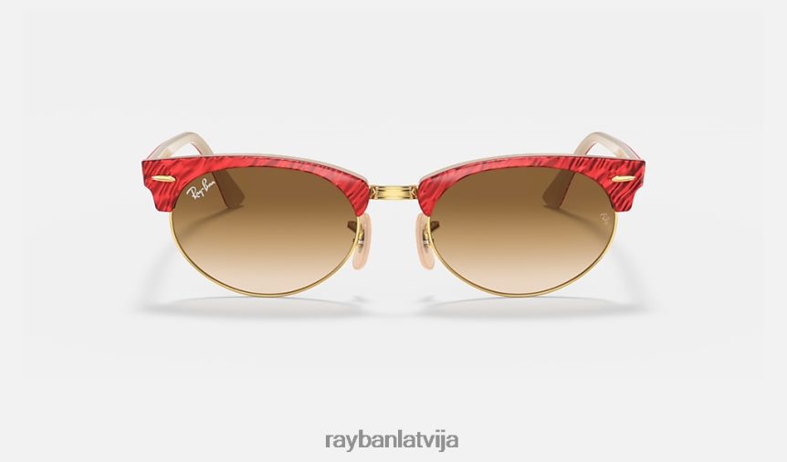 klubmeistara ovāls pulēta sarkana/gaiši brūna F0L86X1149 vīriešiem Ray-Ban saulesbrilles