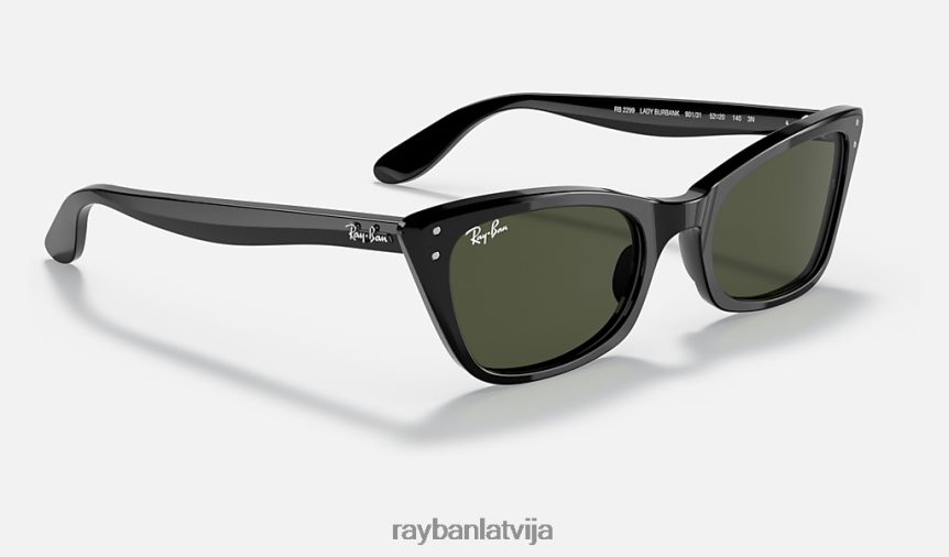 lēdija burbanka pulēta melna/zaļa F0L86X1153 vīriešiem Ray-Ban saulesbrilles