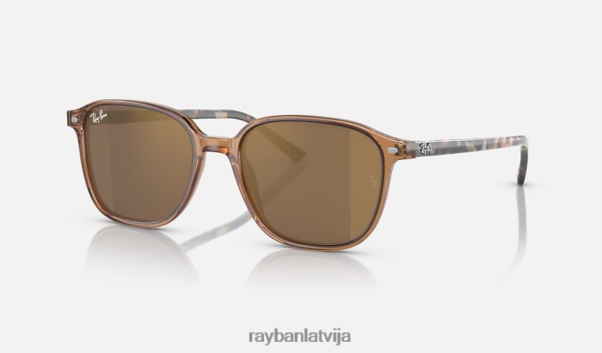 leonards pulēta caurspīdīga brūna/gaiši brūna F0L86X217 vīriešiem Ray-Ban saulesbrilles