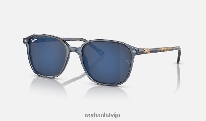 leonards pulēta caurspīdīga tumši zila/zila F0L86X215 vīriešiem Ray-Ban saulesbrilles