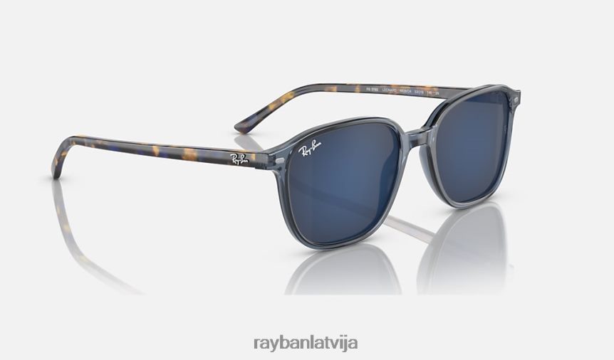 leonards pulēta caurspīdīga tumši zila/zila F0L86X215 vīriešiem Ray-Ban saulesbrilles