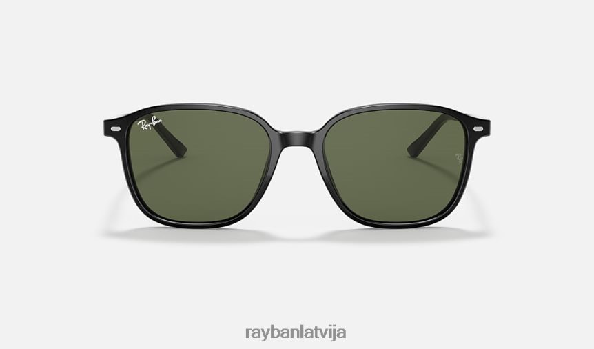 leonards pulēta melna/zaļa F0L86X211 vīriešiem Ray-Ban saulesbrilles