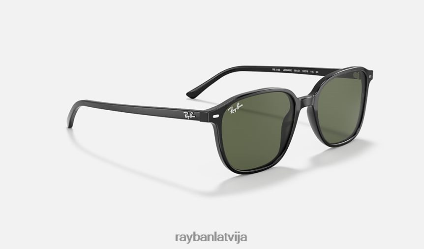 leonards pulēta melna/zaļa F0L86X211 vīriešiem Ray-Ban saulesbrilles