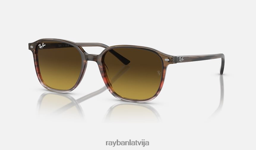 leonards pulēta svītraina brūna/sarkana/brūna F0L86X218 vīriešiem Ray-Ban saulesbrilles