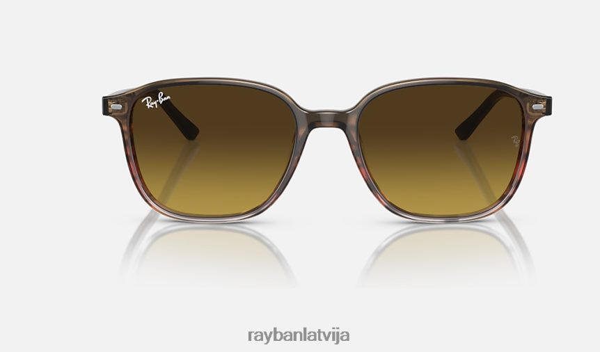 leonards pulēta svītraina brūna/sarkana/brūna F0L86X218 vīriešiem Ray-Ban saulesbrilles
