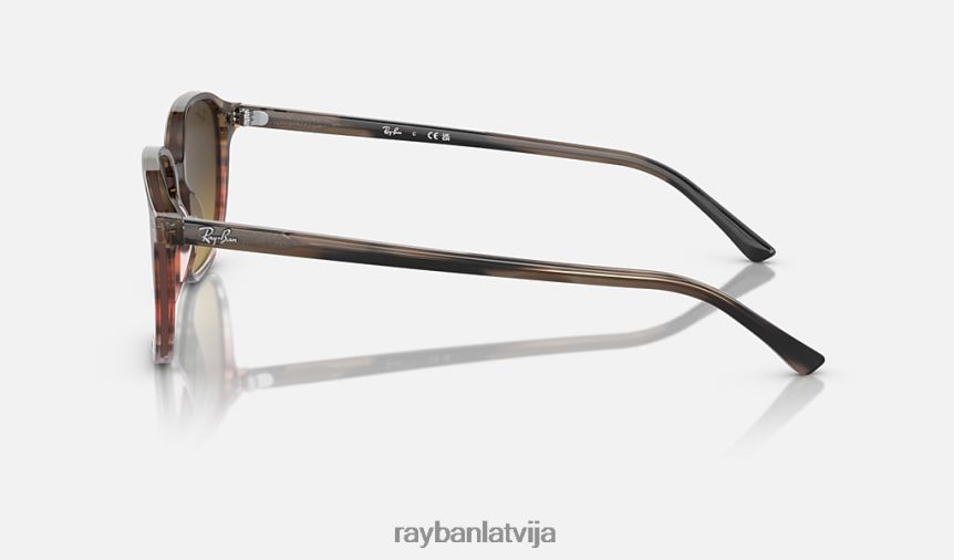leonards pulēta svītraina brūna/sarkana/brūna F0L86X218 vīriešiem Ray-Ban saulesbrilles