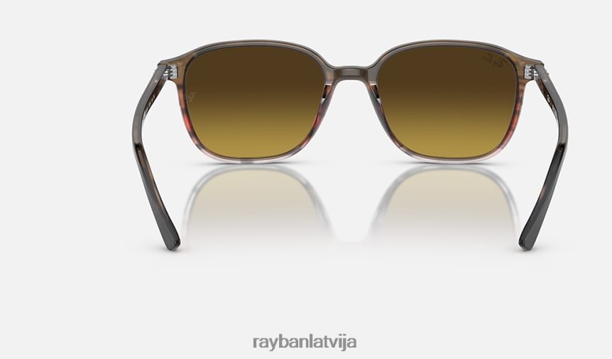 leonards pulēta svītraina brūna/sarkana/brūna F0L86X218 vīriešiem Ray-Ban saulesbrilles