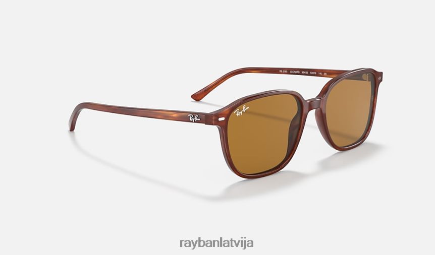 leonards pulēta svītraina havana/brūna F0L86X213 vīriešiem Ray-Ban saulesbrilles
