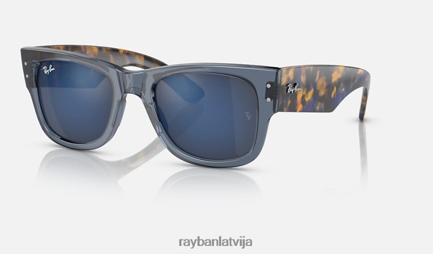 mega ceļinieks pulēta caurspīdīga tumši zila/zila F0L86X50 vīriešiem Ray-Ban saulesbrilles
