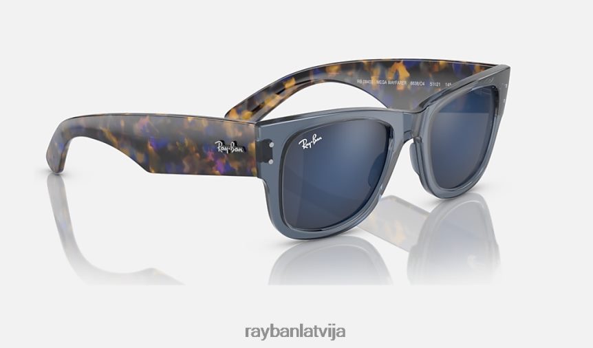 mega ceļinieks pulēta caurspīdīga tumši zila/zila F0L86X50 vīriešiem Ray-Ban saulesbrilles