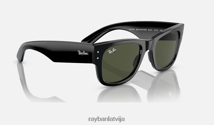 mega ceļinieks pulēta melna/zaļa F0L86X48 vīriešiem Ray-Ban saulesbrilles