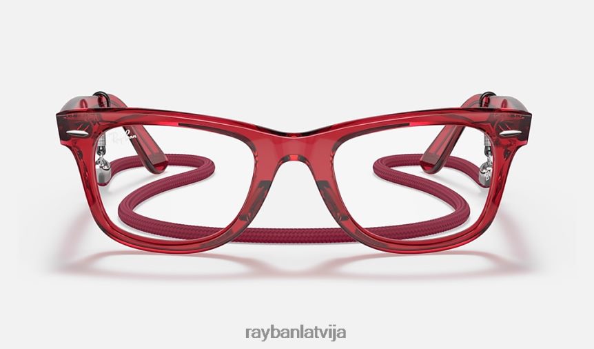 oriģinālās wayfarer colorblock pārejas pulēta caurspīdīga sarkana/dzidra zila F0L86X1400 vīriešiem Ray-Ban saulesbrilles