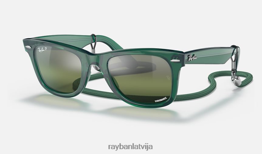 oriģināls wayfarer krāsu bloks pulēta caurspīdīga zaļa/sudraba/zaļa F0L86X1394 vīriešiem Ray-Ban saulesbrilles