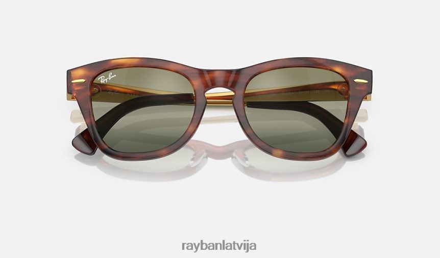 rb0707sm pulēta svītraina havana/zaļa F0L86X1497 vīriešiem Ray-Ban saulesbrilles