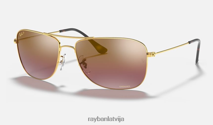 rb3543 krāsa pulēta zelta/violeta F0L86X775 vīriešiem Ray-Ban saulesbrilles