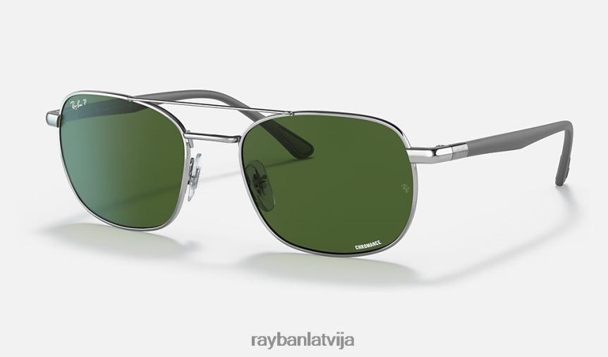 rb3670 ch hromance pulēts sudrabs/tumši zaļš F0L86X1185 vīriešiem Ray-Ban saulesbrilles