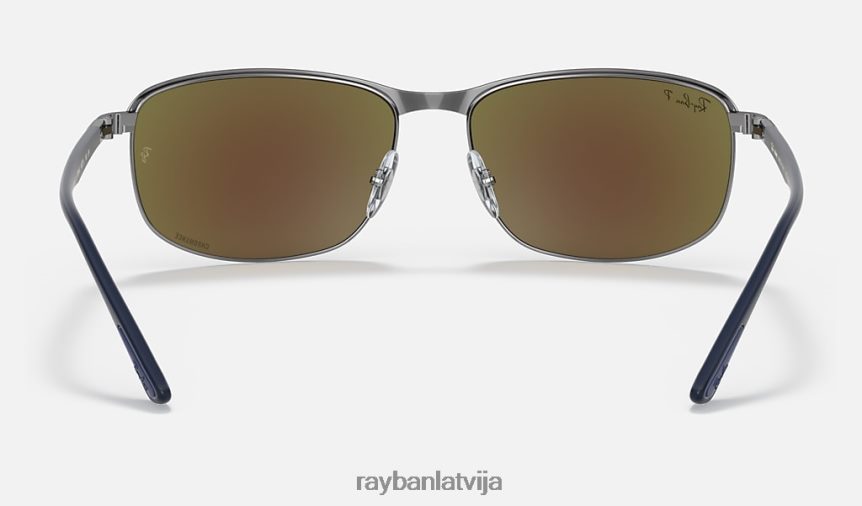 rb3671 kanālu krāsa matēts zils uz gunmetāla/pelēks/zils F0L86X1187 vīriešiem Ray-Ban saulesbrilles