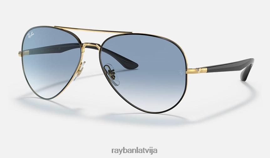 rb3675 pulēta melna uz zelta/gaiši zila F0L86X1289 vīriešiem Ray-Ban saulesbrilles