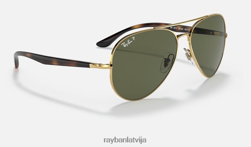 rb3675 pulēts zelts/zaļš F0L86X1286 vīriešiem Ray-Ban saulesbrilles