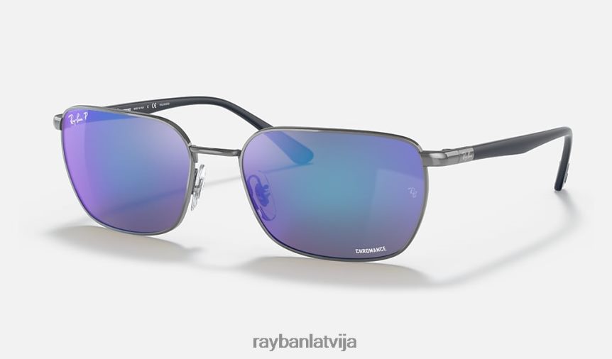 rb3684 kanālu krāsa pulēts gunmetāls/pelēks/zils F0L86X1320 vīriešiem Ray-Ban saulesbrilles