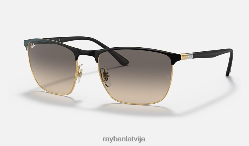 rb3686 pulēta melna uz zelta/pelēka F0L86X1415 vīriešiem Ray-Ban saulesbrilles