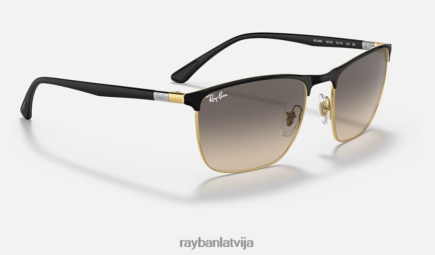 rb3686 pulēta melna uz zelta/pelēka F0L86X1415 vīriešiem Ray-Ban saulesbrilles