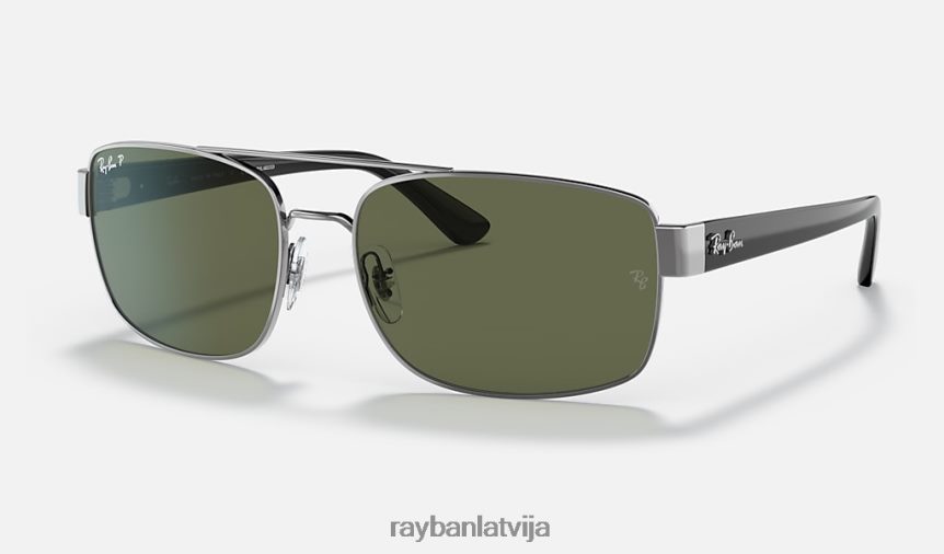 rb3687 pulēts gunmetāls/zaļš F0L86X1432 vīriešiem Ray-Ban saulesbrilles