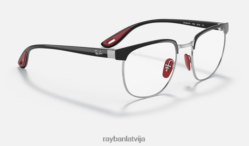 rb3698vm scuderia ferrari kolekcija pulēts melns uz sudraba F0L86X2115 vīriešiem Ray-Ban saulesbrilles