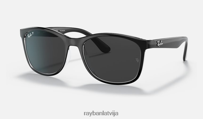 rb4374 pulēta melna uz caurspīdīga/pelēka F0L86X1439 vīriešiem Ray-Ban saulesbrilles