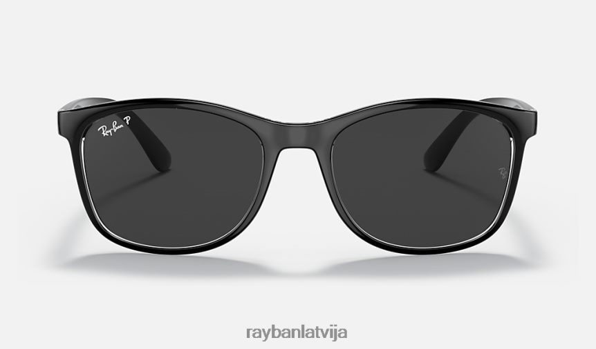 rb4374 pulēta melna uz caurspīdīga/pelēka F0L86X1439 vīriešiem Ray-Ban saulesbrilles