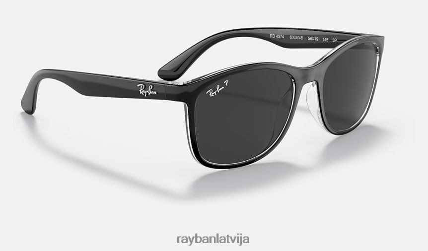 rb4374 pulēta melna uz caurspīdīga/pelēka F0L86X1439 vīriešiem Ray-Ban saulesbrilles