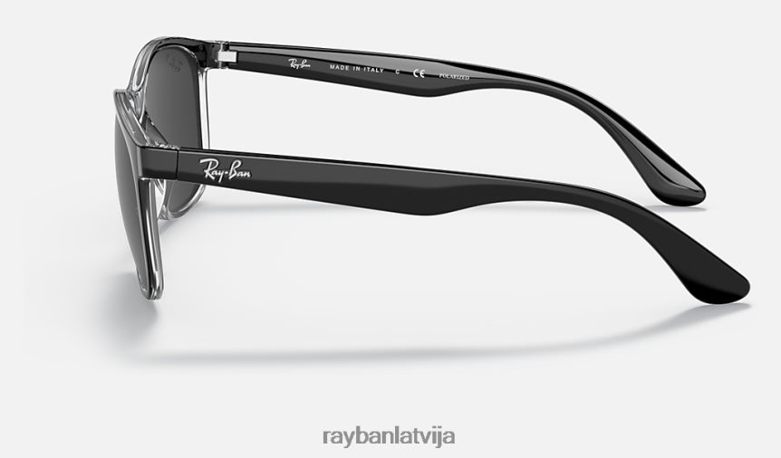 rb4374 pulēta melna uz caurspīdīga/pelēka F0L86X1439 vīriešiem Ray-Ban saulesbrilles