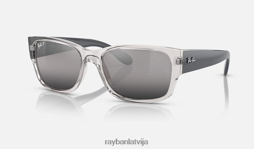 rb4388 pulēta caurspīdīga pelēka/pelēka F0L86X370 vīriešiem Ray-Ban saulesbrilles
