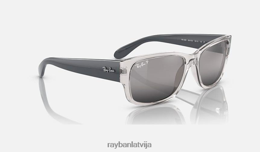 rb4388 pulēta caurspīdīga pelēka/pelēka F0L86X370 vīriešiem Ray-Ban saulesbrilles
